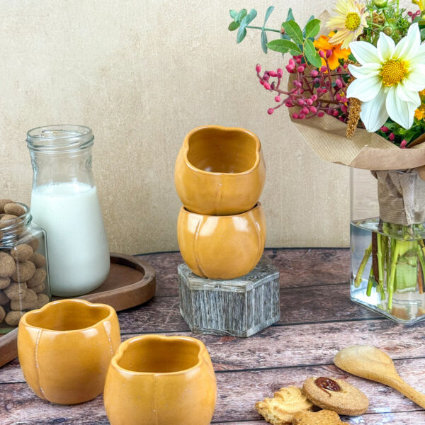 Collection d'automne tasses en grès forme de citrouille